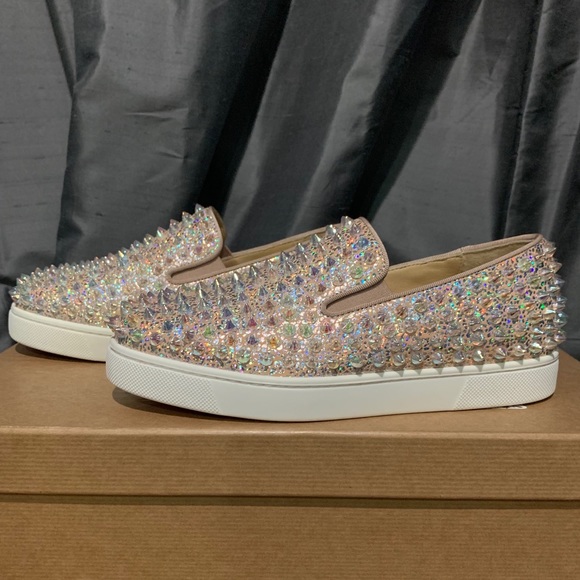 Christian Louboutin Roller Boat Sparkly Spikes